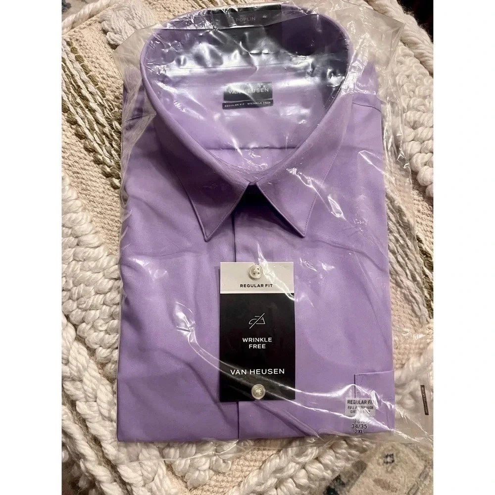 Men's Big & Tall Classic/ Regular Fit Wrinkle Free Poplin Solid Dress Shirt - Picture 7 of 7